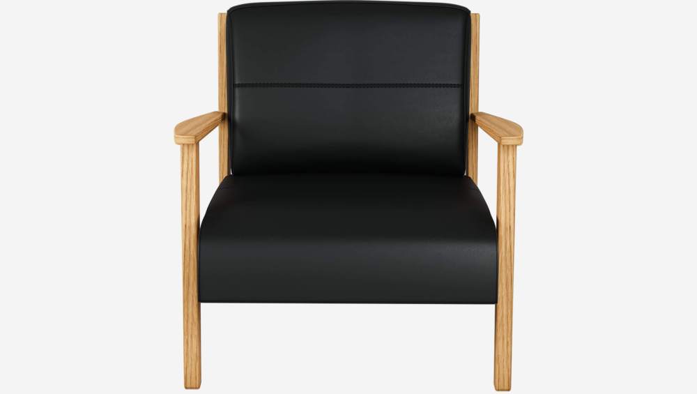 Fauteuil en cuir Savoy - Noir obsidienne 