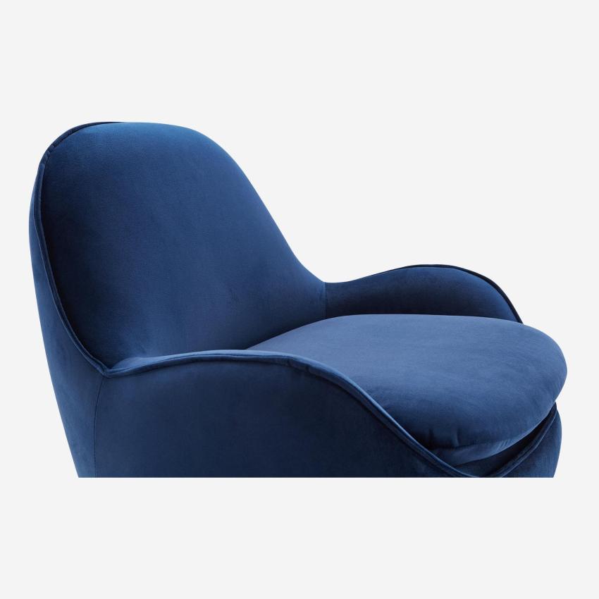 Fauteuil pivotant en velours - Bleu