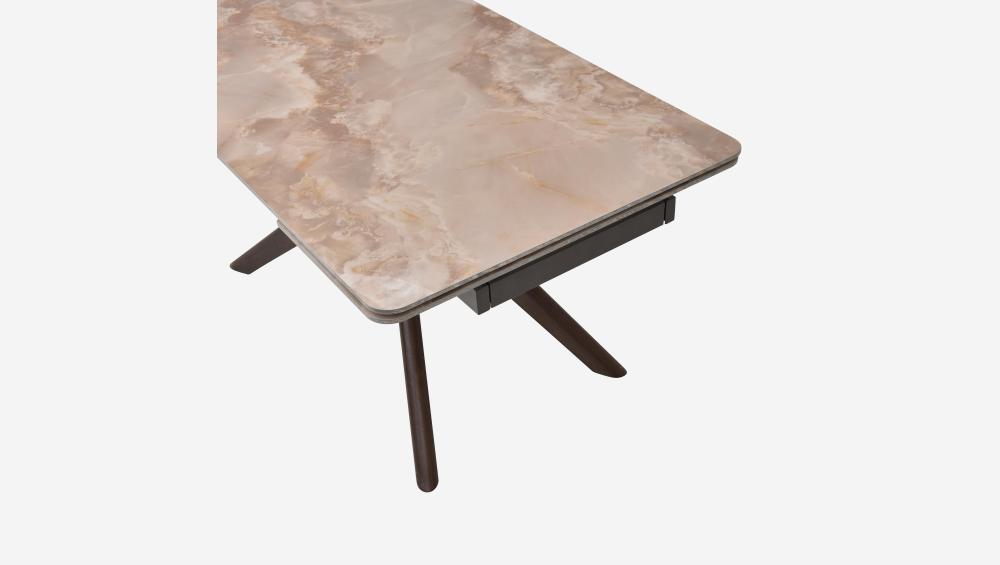 Table rectangulaire extensible en céramique - Beige ambré