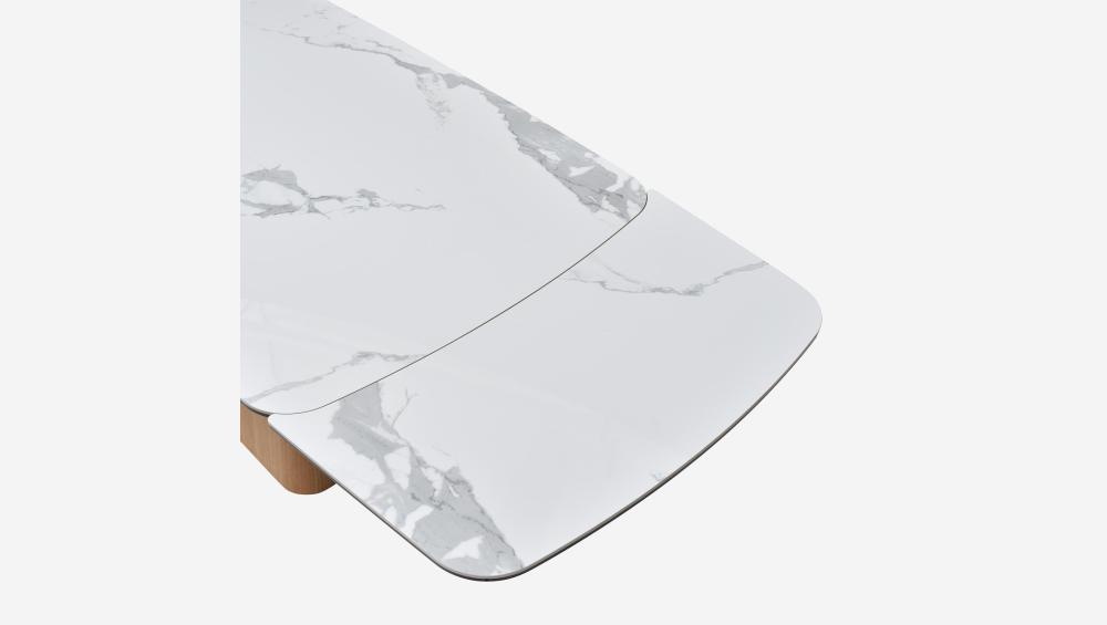 Table rectangulaire extensible en verre trempé et céramique - Blanc