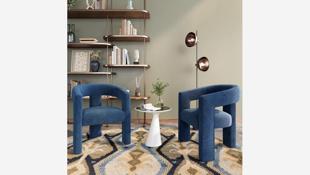 Fauteuil tripode en tissu chenille - Bleu roi