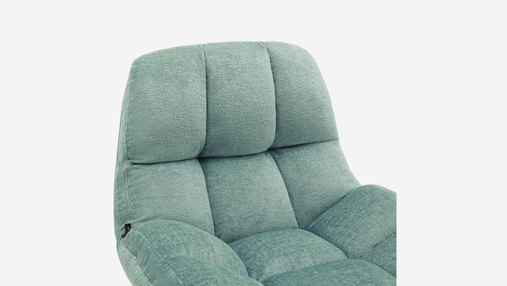 Fauteuil pivotant en tissu chenille et métal chromé - Bleu ciel