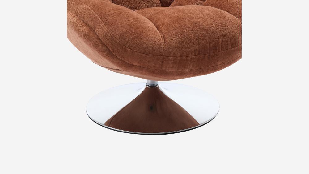 Fauteuil pivotant en tissu chenille et métal chromé - Terracotta