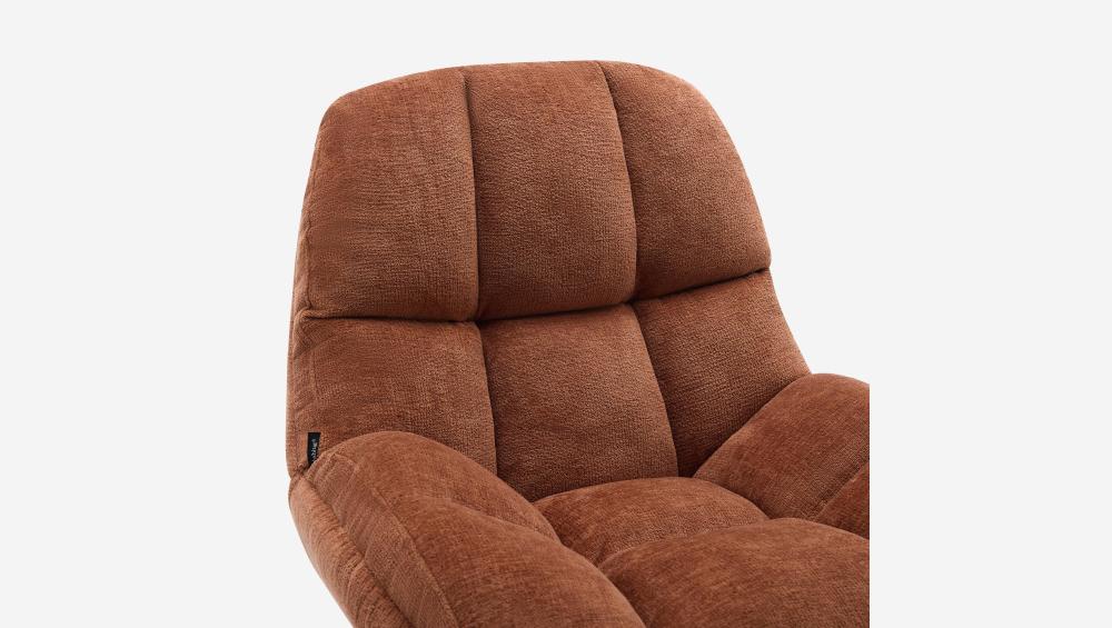 Fauteuil pivotant en tissu chenille et métal chromé - Terracotta