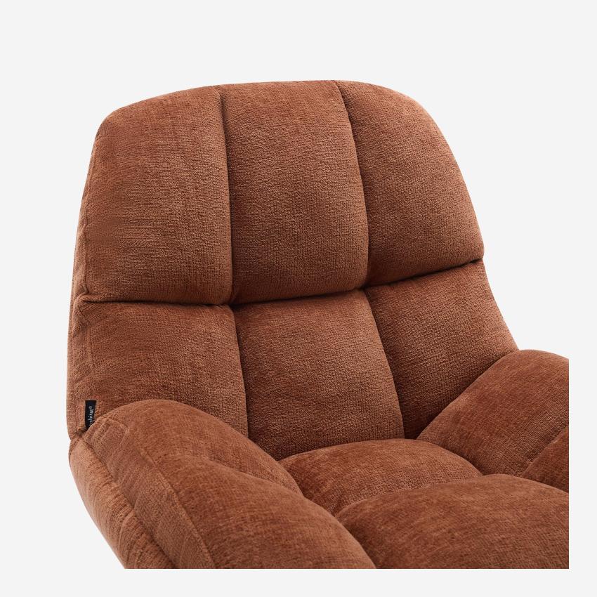 Fauteuil pivotant en tissu chenille et métal chromé - Terracotta