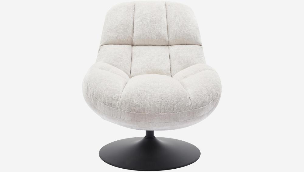 Fauteuil pivotant en tissu chenille et métal mat - Beige et noir