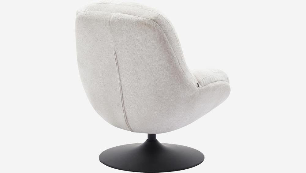 Fauteuil pivotant en tissu chenille et métal mat - Beige et noir