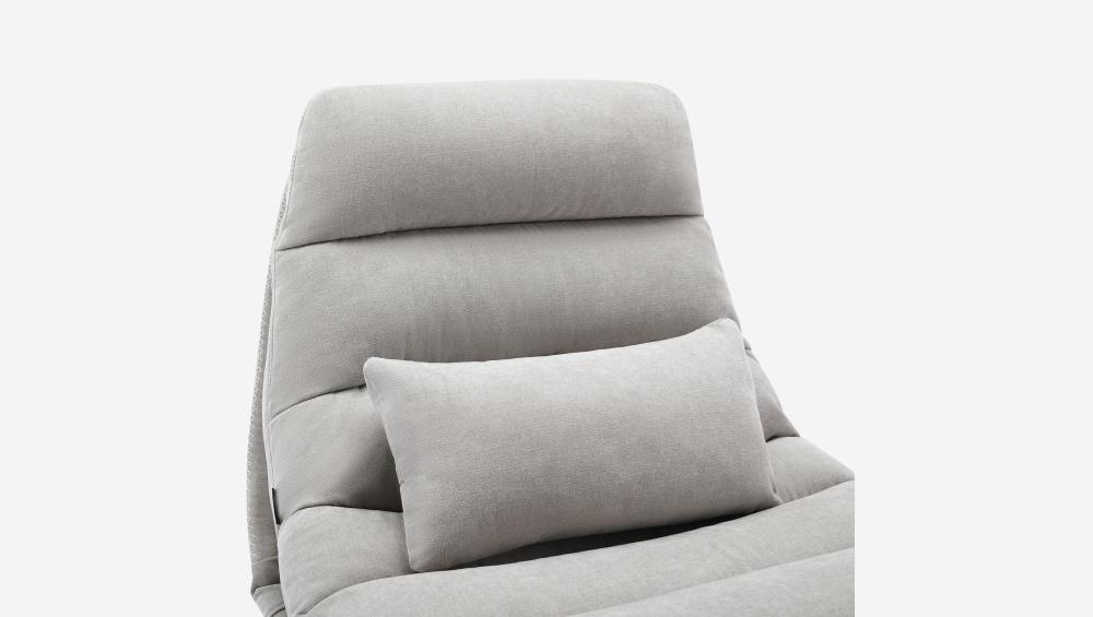 Fauteuil pivotant avec repose-pieds en tissu et métal chromé - Gris