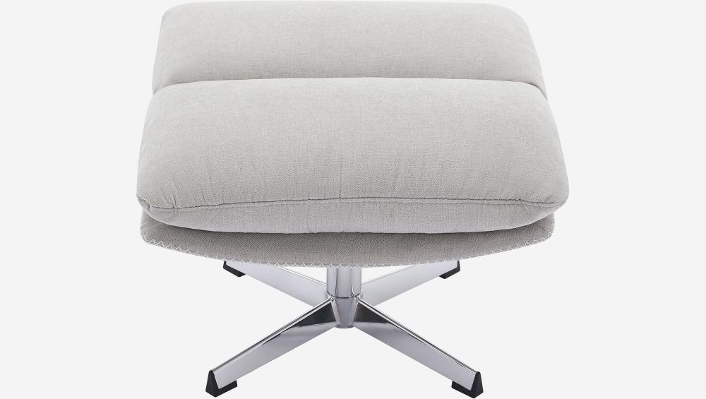 Fauteuil pivotant avec repose-pieds en tissu et métal chromé - Gris