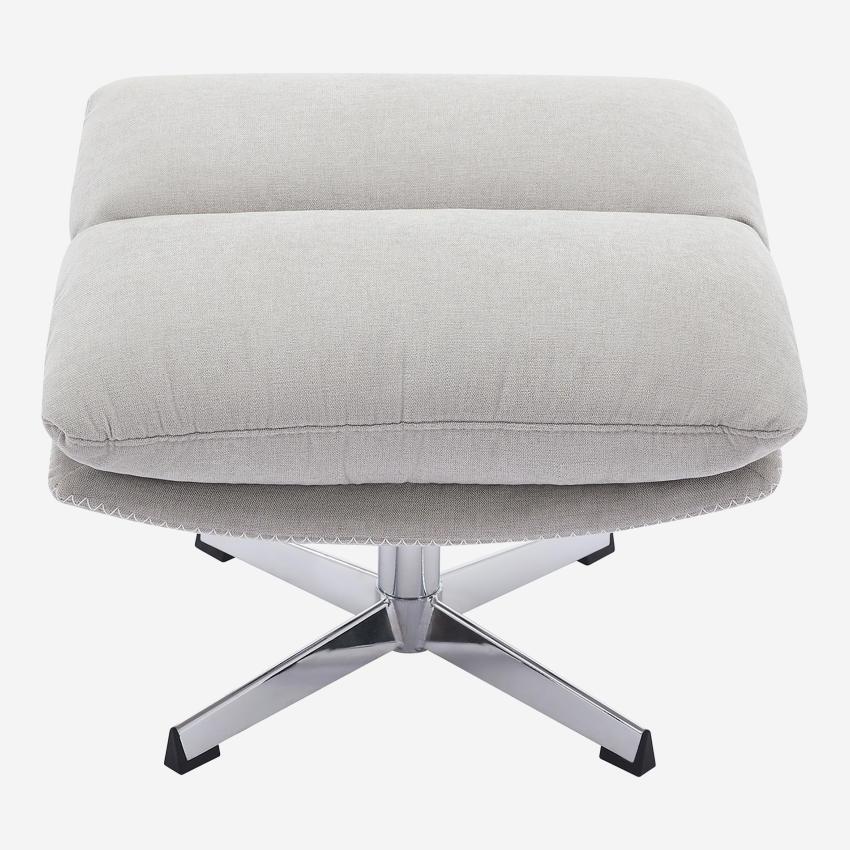 Fauteuil pivotant avec repose-pieds en tissu et métal chromé - Gris