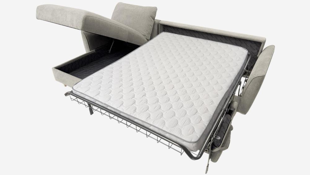 Canapé d'angle convertible - Couchage 140 cm - Matelas en mousse 14 cm - Tissu Lugano Gris