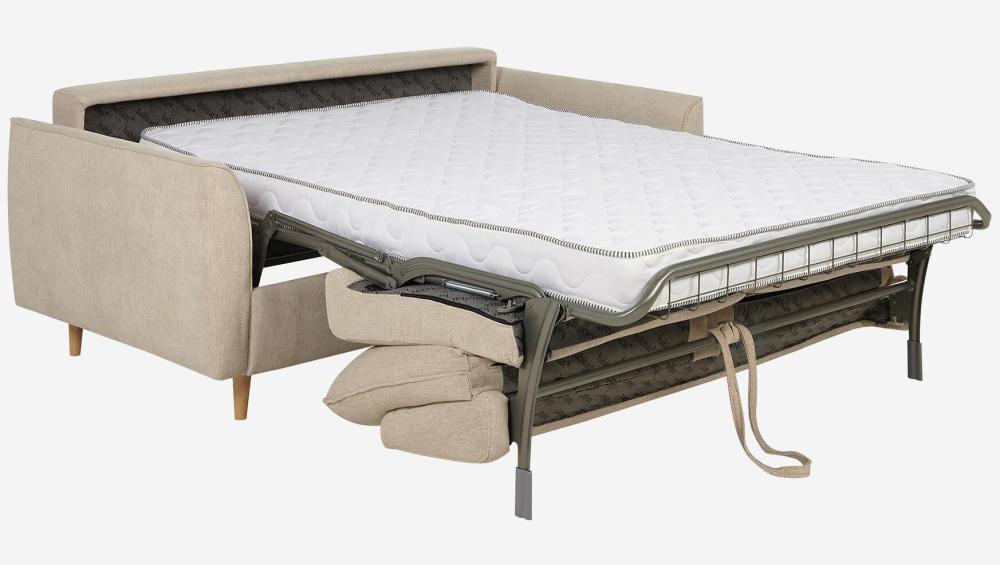 Canapé convertible 2 places - Couchage 140 cm - Matelas en mousse 14 cm - Tissu Lugano Beige