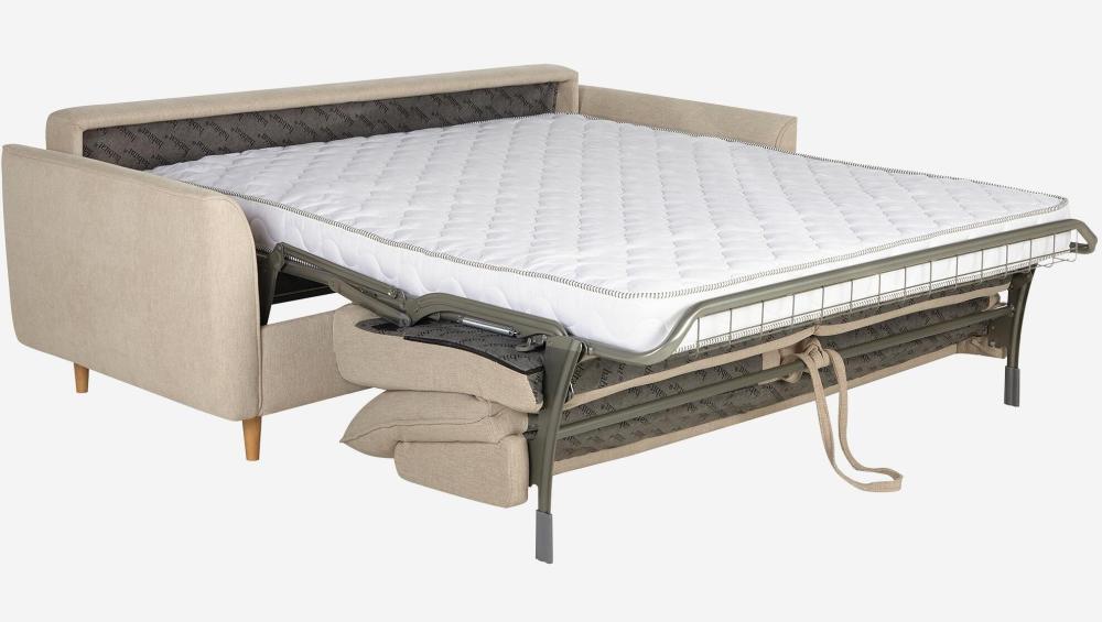 Canapé convertible 3 places - Couchage 160 cm - Matelas en mousse 14 cm - Tissu Lugano Beige