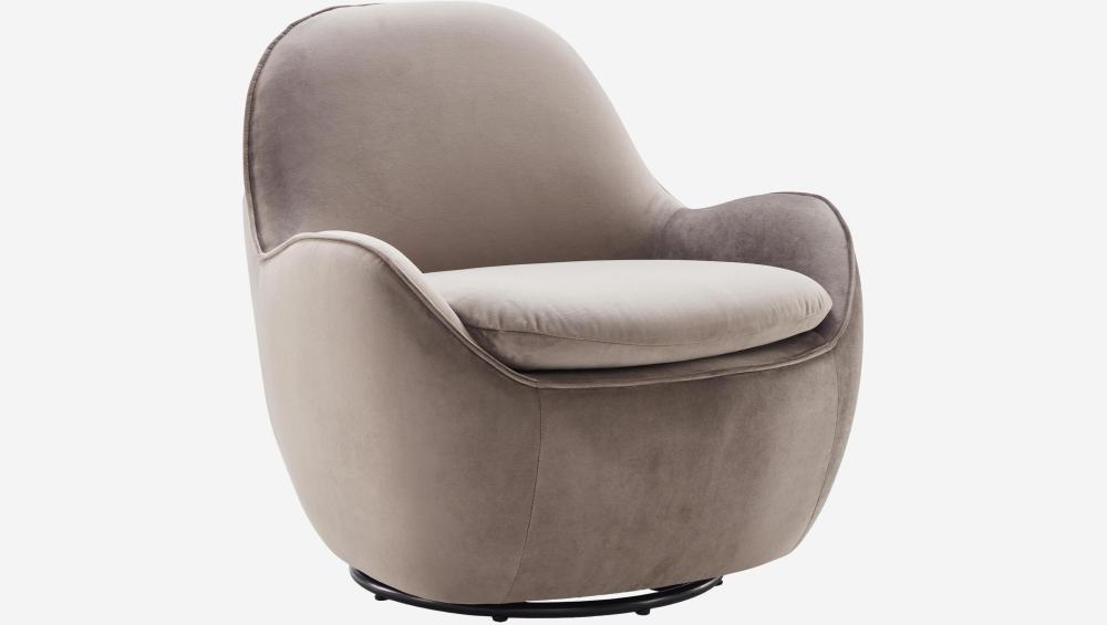 Fauteuil pivotant en velours - Gris