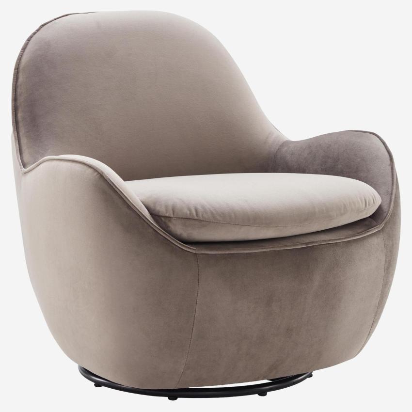 Fauteuil pivotant en velours - Gris