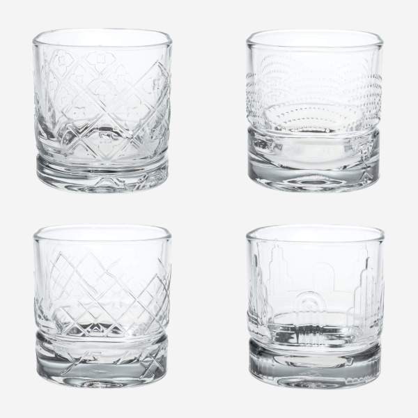 Lot de 4 verres à whisky en verre - Transparent