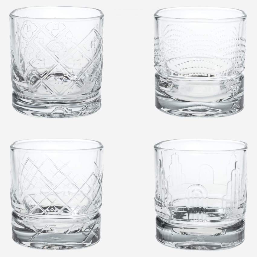 Lot de 4 verres à whisky en verre - Transparent