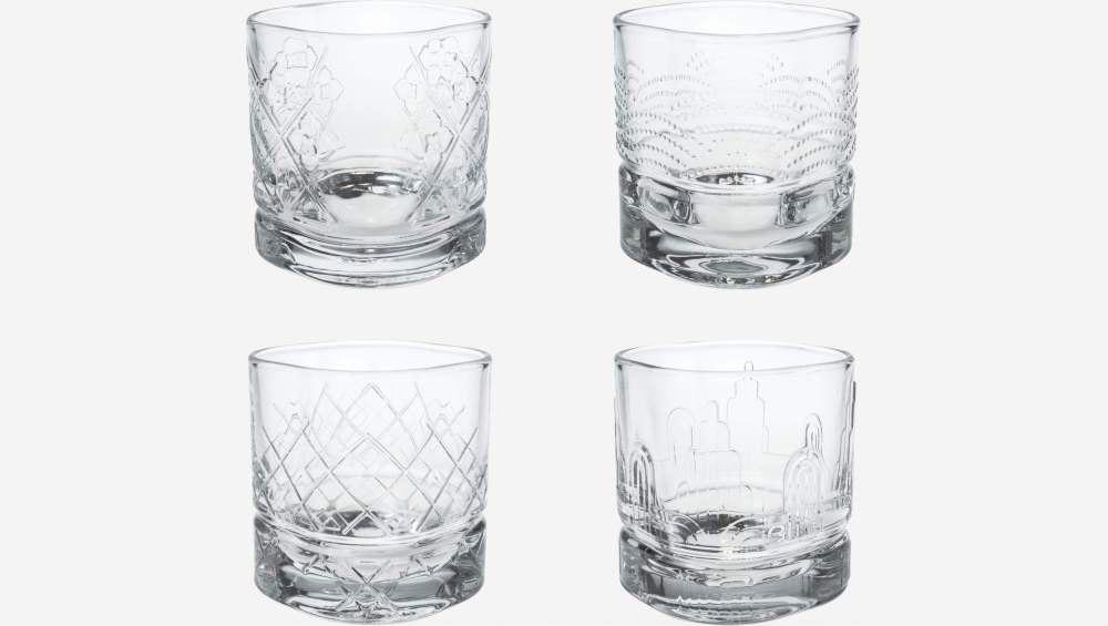 Lot de 4 verres à whisky en verre - Transparent