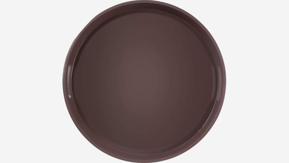 Plateau de service rond en bois laqué - 45 cm - Prune