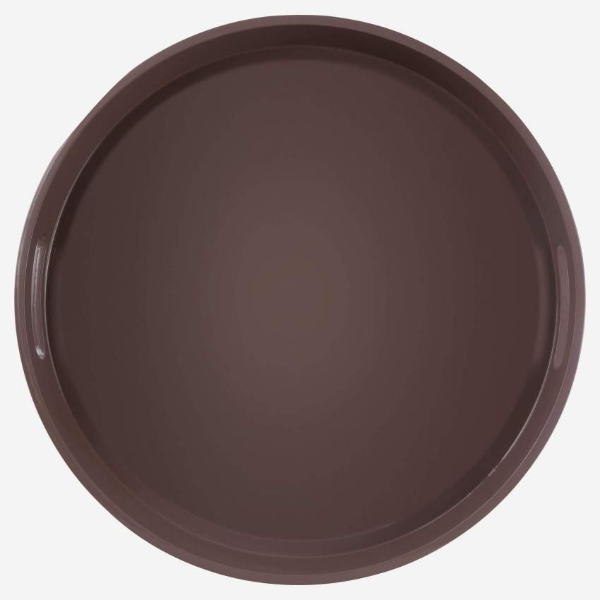 Plateau de service rond en bois laqué - 45 cm - Prune