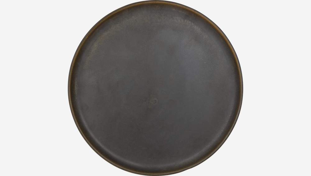 Assiette plate en grès - 27,5 cm - Marron