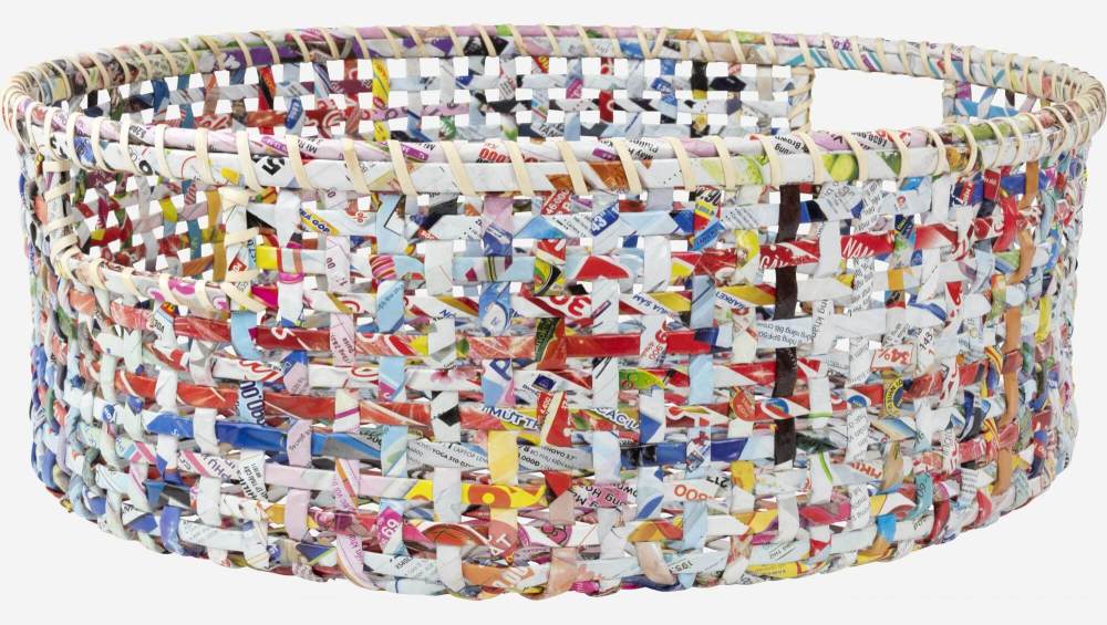 Panière en papier recyclé - 47 x 18 cm - Multicolore