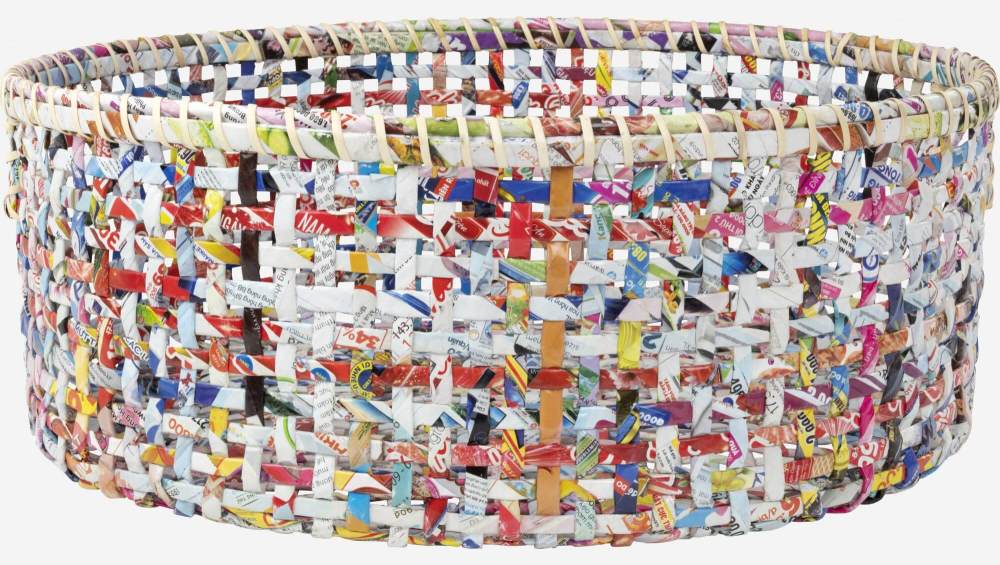 Panière en papier recyclé - 47 x 18 cm - Multicolore