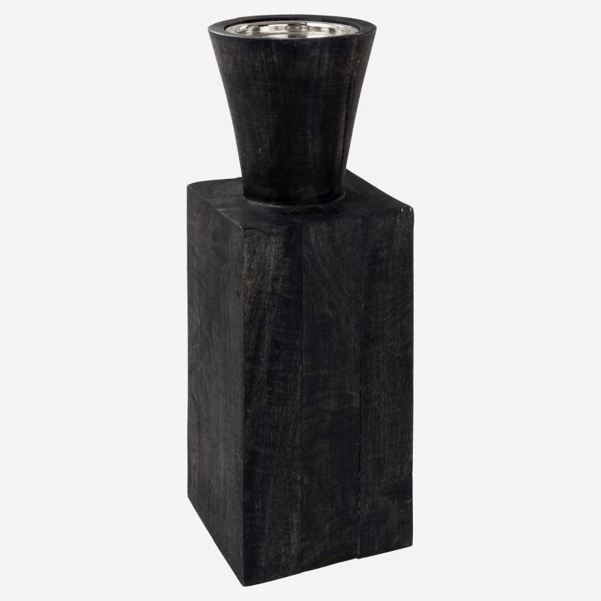 Bougeoir en bois - 32 cm - Noir