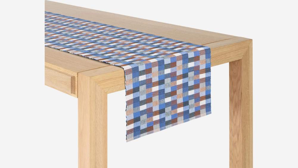 Lot de 2 travers de table en coton - 140 x 40 cm - Bleu