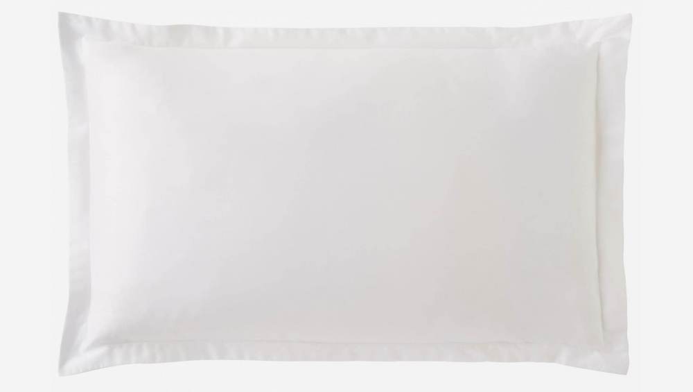 Taie d'oreiller en satin de coton - 50 x 80 cm - Blanc