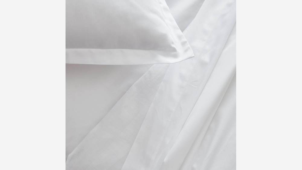 Drap housse en satin de coton - 180 x 200 cm - Blanc