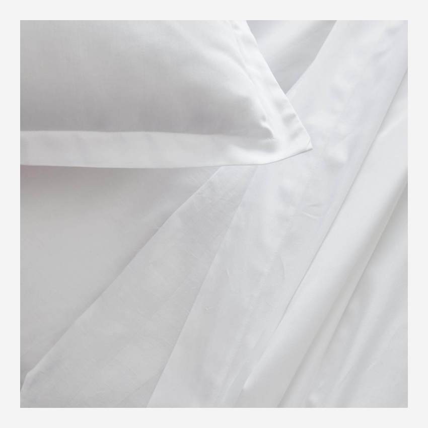 Drap housse en satin de coton - 160 x 200 cm - Blanc