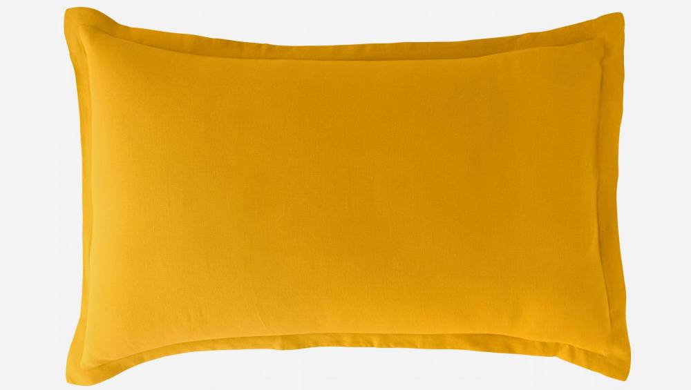 Taie d'oreiller en lin - 50 x 80 cm - Jaune moutarde