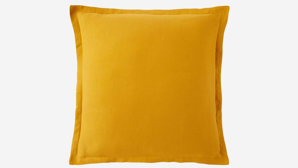 Taie d'oreiller en lin - 65 x 65 cm - Jaune moutarde