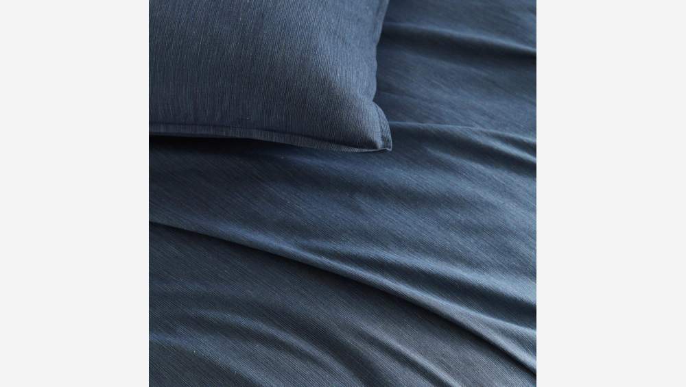 Drap housse en coton - 160 x 200 cm - Bleu nuit