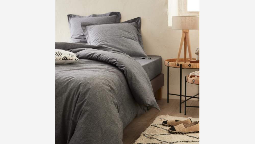 Drap housse en coton égyptien - 140 x 200 cm - Gris