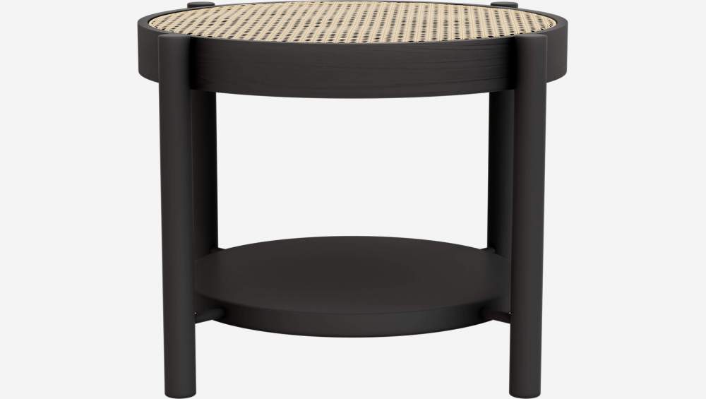 Table d'appoint en cannage et bois – Naturel et noir 