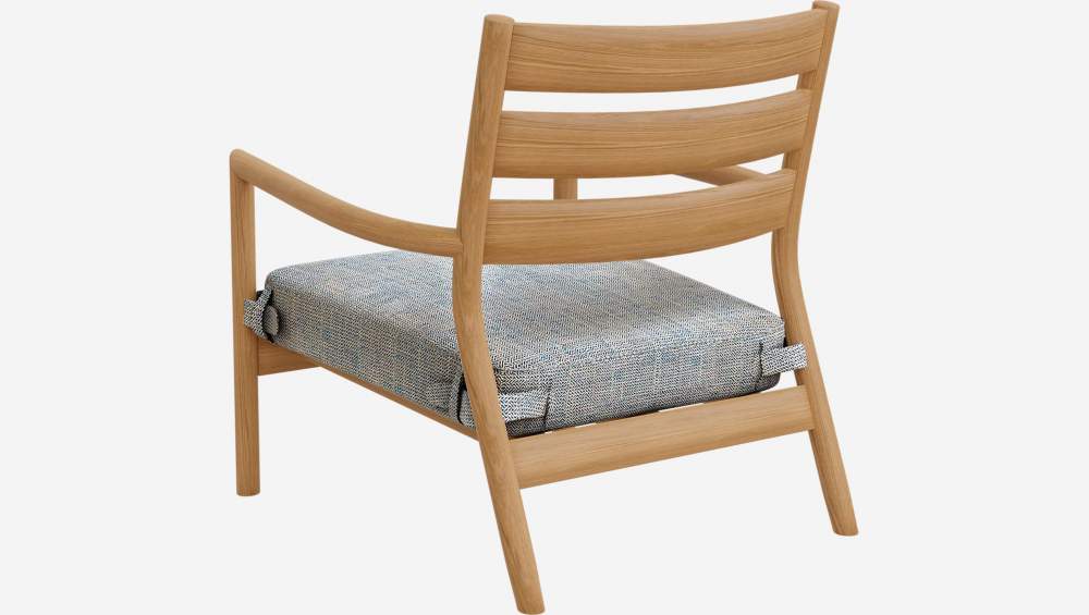 Fauteuil en chêne massif et tissu - Bleu