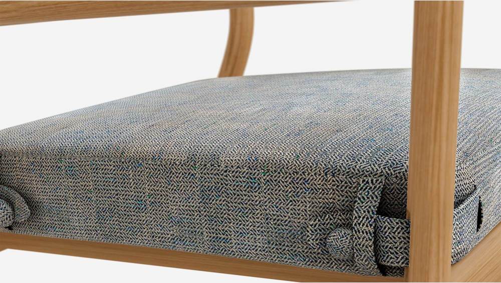 Fauteuil en chêne massif et tissu - Bleu