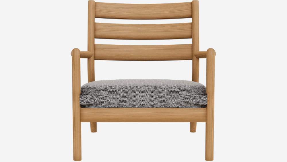 Fauteuil en chêne massif et tissu - Gris