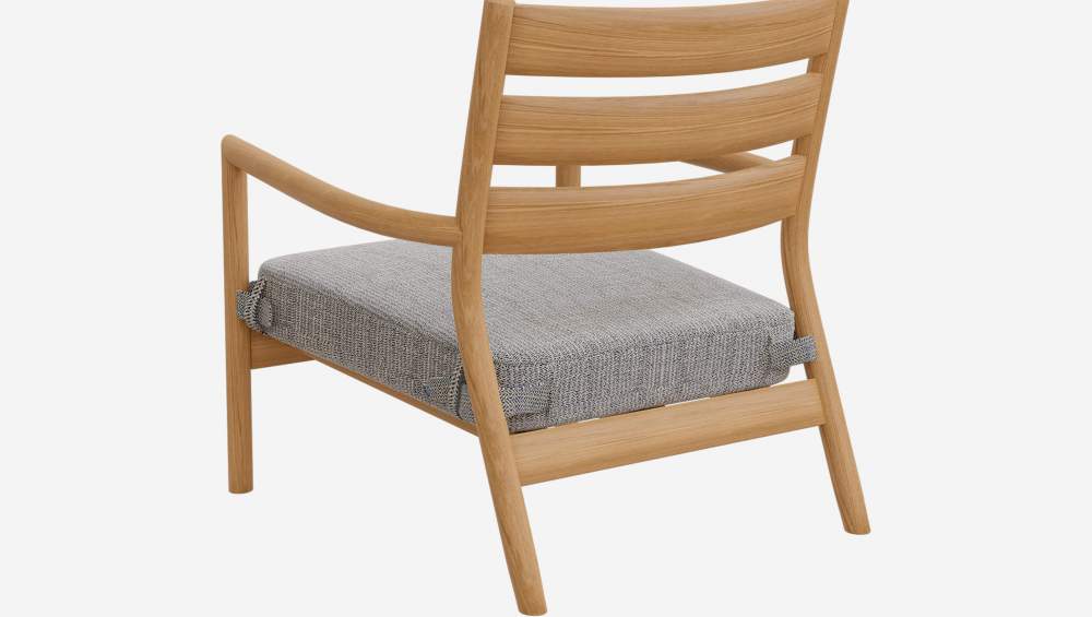 Fauteuil en chêne massif et tissu - Gris