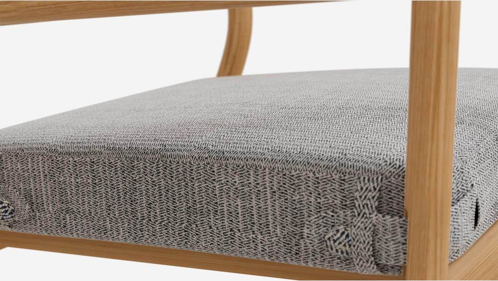 Fauteuil en chêne massif et tissu - Gris