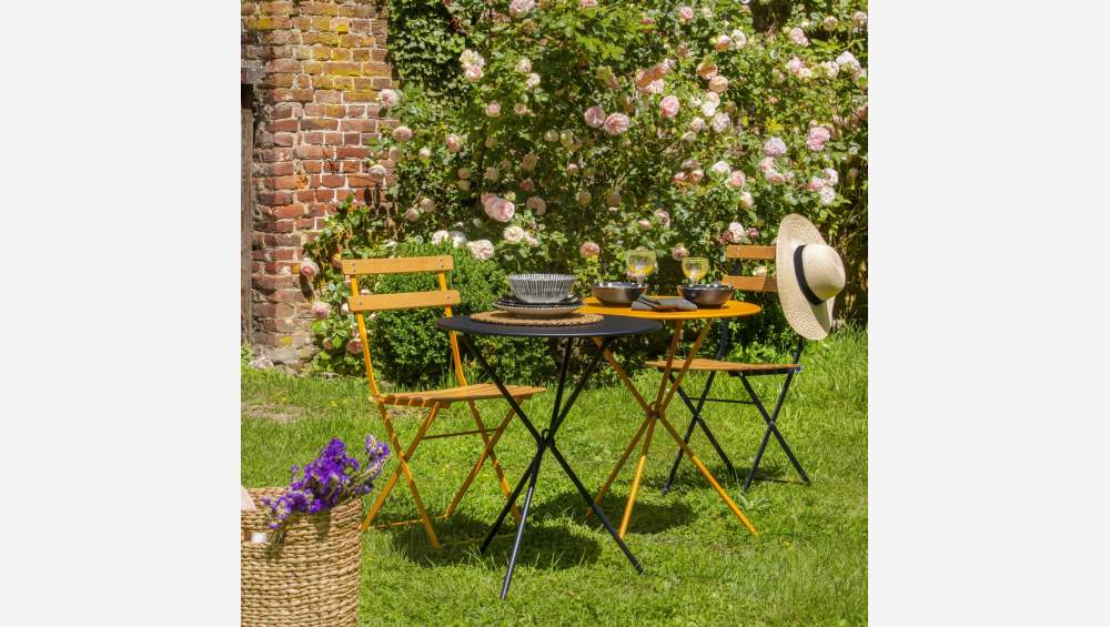 Table pliante de jardin en acier - Jaune 