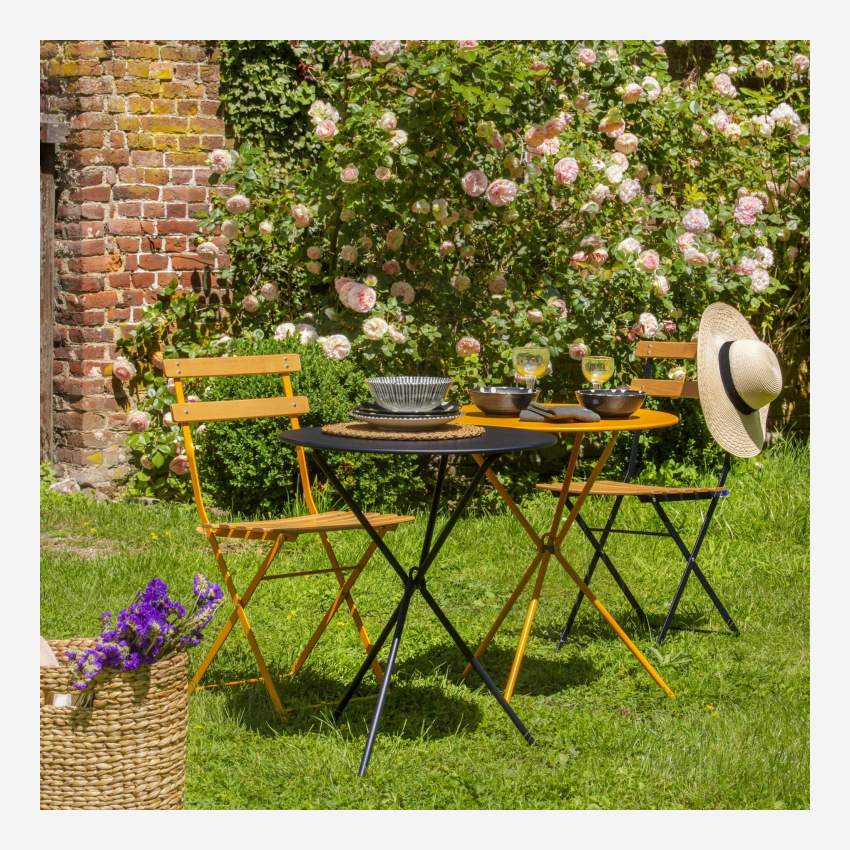 Table pliante de jardin en acier - Jaune 