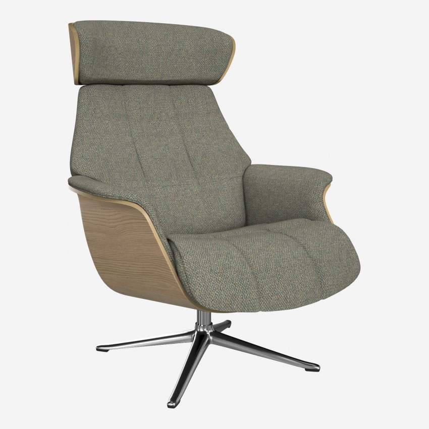 Fauteuil en chêne et tissu Bellagio - Vert lagon - Pied aluminium