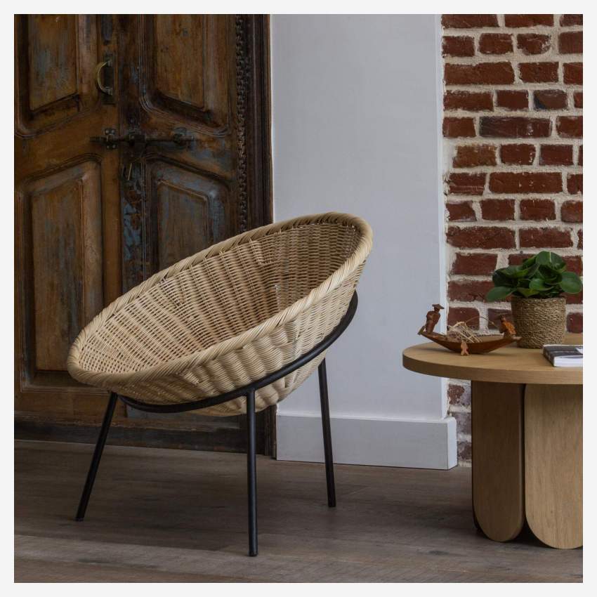 Fauteuil conique en rotin - Naturel