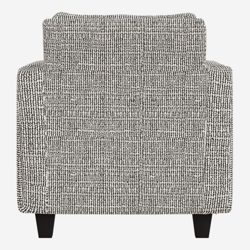 Fauteuil en tissu italien - Gris mélangé - Pieds noirs