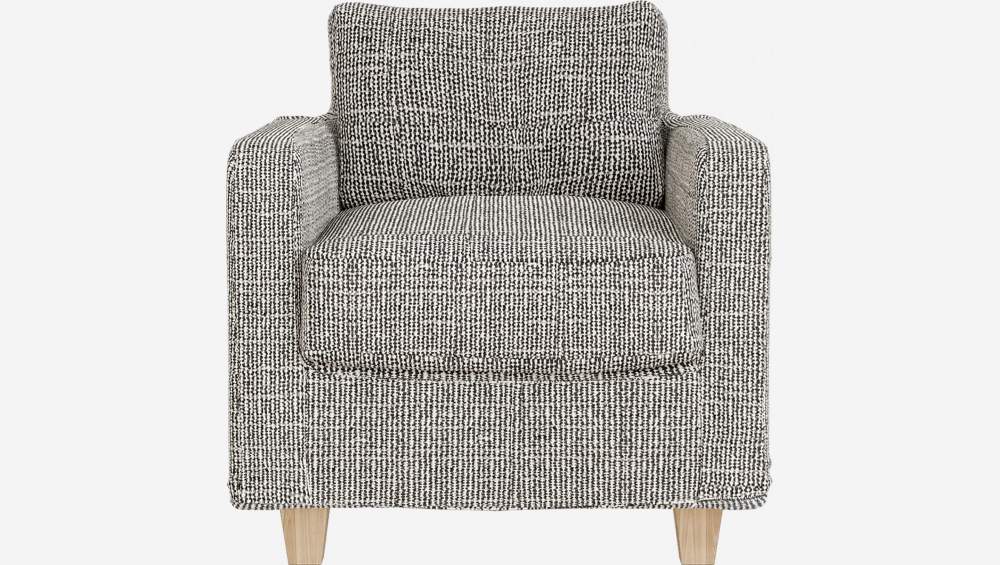 Fauteuil en tissu italien - Gris mélangé - Pieds clairs