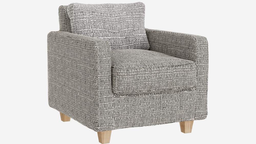 Fauteuil en tissu italien - Gris mélangé - Pieds clairs