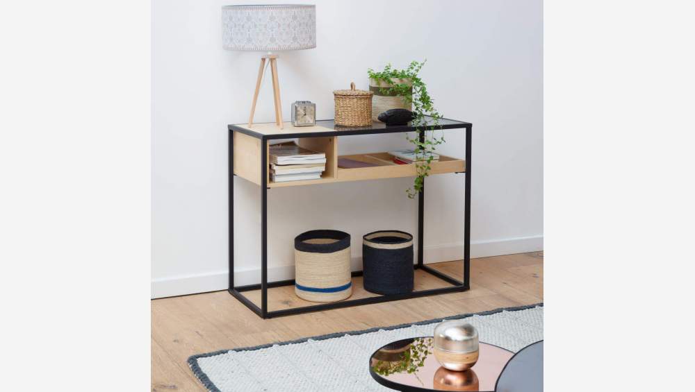 Console en métal et bois de bouleau - Noir